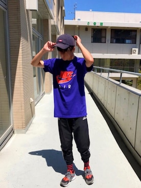 「CHUMS（チャムス）のアイテム（キャップ）」を使った、四頭身さん（メンズ・165cm）の夏コーディネート