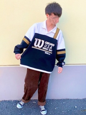 「wilson（ウィルソン）のアイテム」を使った、四頭身さん（メンズ・165cm）の秋コーディネート
