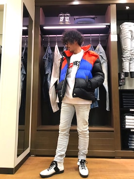 「DIESEL（ディーゼル）のアイテム（ダウンジャケット/コート）」を使った、daisukeさん（メンズ・173cm）の冬コーディネート