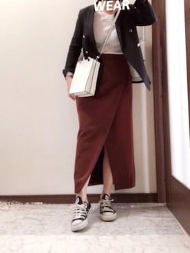 「チョコレートブラウン」｜Tomoさん（レディース・160cm）の冬コーディネート