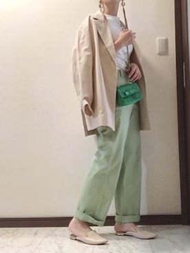 「Whim Gazette（ウィムガゼット）のアイテム（ジャケット/アウター）」を使った、Tomoさん（レディース・161cm）の夏コーディネート