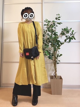 「AS KNOW AS plus（アズノゥアズプラス）のアイテム（シャツワンピース）」を使った、ハルカさん（レディース・159cm）の秋コーディネート