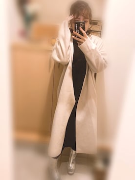 「coca（coca）（コカ）のアイテム（ノーカラーコート）」を使った、ハルカさん（レディース・159cm）の秋コーディネート