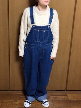 「SpRay（スプレイ）のアイテム（オールインワン・サロペット）」を使った、みかさん（レディース・155cm）の冬コーディネート