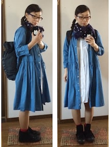 tricot COMME des GARCONS | tricot紺色水玉スカーフ(ストール/ショール)