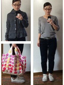 haco! | nusyグレーVネック(ニット/セーター)