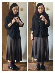 無印良品 | 綿長袖黒シャツ(シャツ/ブラウス)