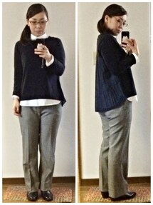 no brand | センタープレスグレン細格子パンツ(スラックス)