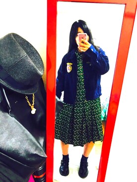 「レトロワンピース」｜「アイテム（ジャケット/アウター）」を使った、☆MMK☆さん（レディース・155cm）の春コーディネート