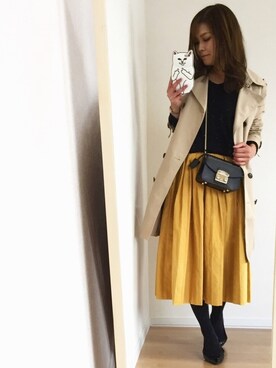 「スプリングSENSEOFPLACE」｜「アイテム（トレンチコート）」を使った、さやさん（レディース・158cm）の冬コーディネート