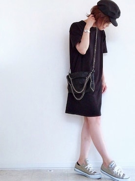 「UNIQLO U」｜「アイテム（キャスケット）」を使った、さやさん（レディース・158cm）の夏コーディネート