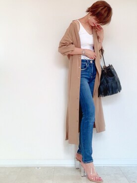 「アイテム（ブラジャー、ホワイト系）」を使った、さやさん（レディース・158cm）の春コーディネート