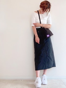 「アイテム（デニムスカート）」を使った、さやさん（レディース・157cm）の夏コーディネート