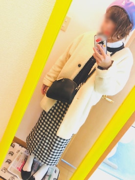 「白タイツ」｜「アイテム（ブルゾン）」を使った、しーさん（レディース・156cm）の冬コーディネート