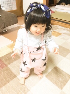 「静岡キッズ」｜「アイテム（オールインワン・サロペット）」を使った、YUZUKI☾さん（キッズ・70cm）の春コーディネート