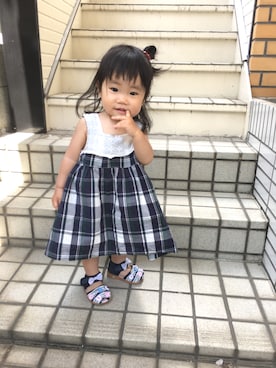 「静岡キッズ」｜「アイテム（ワンピース/ドレス）」を使った、YUZUKI☾さん（キッズ・70cm）の夏コーディネート