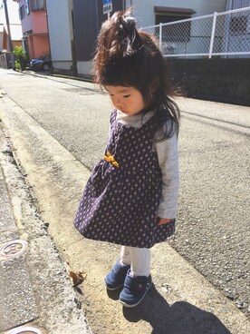 「静岡キッズ」｜「アイテム（ワンピース/ドレス）」を使った、YUZUKI☾さん（キッズ・80cm）の秋コーディネート