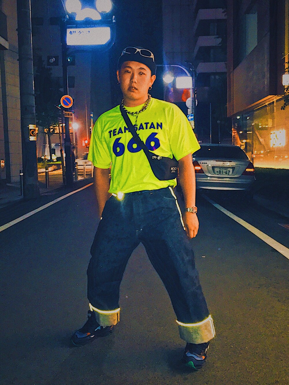 「ZOZO公認ユーザー、おしゃれさんと繋がりたい、ストリート、低身長、大学生」｜「HAREのCRニットワッチ(HARE)（ニットキャップ/ビーニー、ブラック系）」を使った、Tyger  Bandoさん（メンズ・165cm）の冬コーディネートの1枚目の写真
