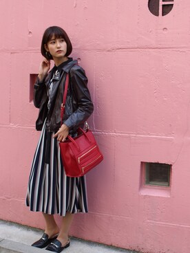 「archives（アルシーヴ）のアイテム（ライダースジャケット）」を使った、R i R y （リリー）さん（レディース・160cm）の冬コーディネート