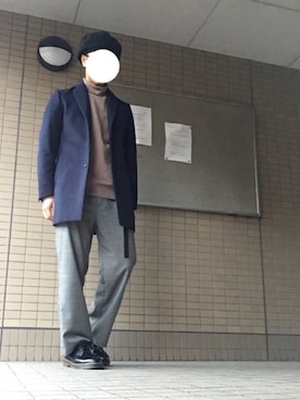 「グレンチェック」｜「アイテム（ハンチング/ベレー帽）」を使った、shoootaさん（メンズ・172cm）の秋コーディネート