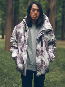 「アイテム（ダウンジャケット/コート）」を使った、00827さん（メンズ・173cm）の夏コーディネート