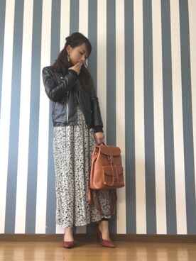 「niko and...（ニコアンド）のアイテム（ライダースジャケット）」を使った、ai☆aiさん（レディース・154cm）の春コーディネート