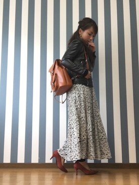 「niko and...（ニコアンド）のアイテム（ライダースジャケット）」を使った、ai☆aiさん（レディース・154cm）の春コーディネート