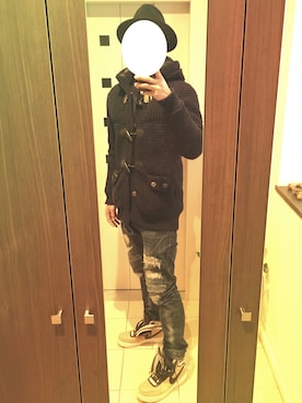 「NIKE」｜「アイテム（ダッフルコート）」を使った、hamkichiさん（メンズ・180cm）の冬コーディネート