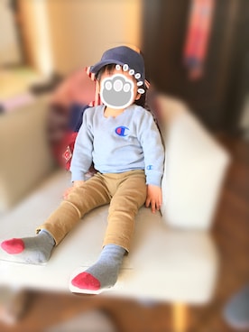 「no brand（ノーブランド）のアイテム（チノパンツ）」を使った、fujimaruさん（キッズ・80cm）の春コーディネート