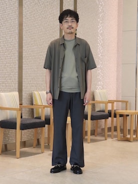 「BLUE（ブルー）のアイテム」を使った、HORIKAWA HARUKIさん（メンズ・173cm）の夏コーディネート