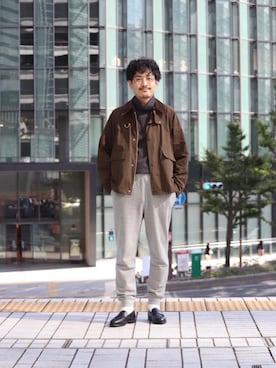 「ベーシック/トラッド」｜「アイテム（スウェットパンツ）」を使った、HORIKAWA HARUKIさん（メンズ・173cm）の秋コーディネート