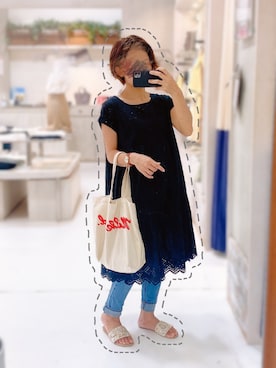 「スカラップ」｜「アイテム（アナログ腕時計）」を使った、hi-☻*さん（レディース・150cm）の夏コーディネート