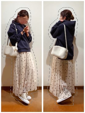 「AS KNOW AS plus（アズノゥアズプラス）のアイテム（スニーカー）」を使った、hi-☻*さん（レディース・150cm）の秋コーディネート