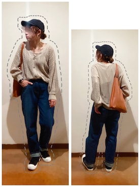 「RAY CASSIN（レイカズン）のアイテム（キャップ）」を使った、hi-☻*さん（レディース・150cm）の秋コーディネート