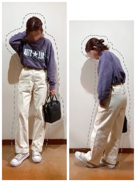 「AS KNOW AS plus（アズノゥアズプラス）のアイテム（スニーカー）」を使った、hi-☻*さん（レディース・150cm）の秋コーディネート