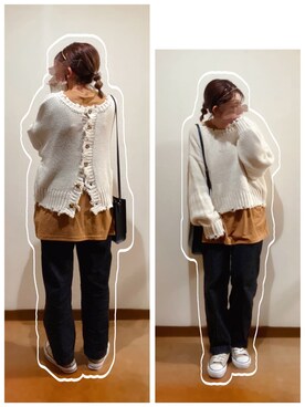 「AS KNOW AS plus（アズノゥアズプラス）のアイテム（スニーカー）」を使った、hi-☻*さん（レディース・150cm）の冬コーディネート