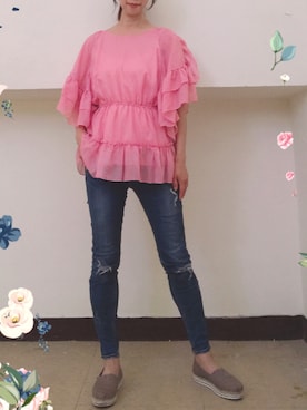 「MIXXO（ミッソ）のアイテム（パンツ）」を使った、ningningleeさん（レディース・169cm）の春コーディネート