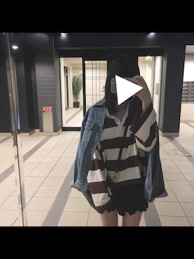 「ラガーシャツ」｜「アイテム（デニムジャケット）」を使った、chiaさん（レディース・156cm）の秋コーディネート