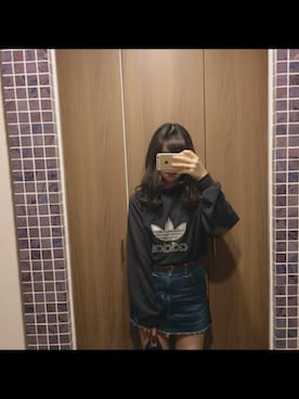 「Lee（リー）のアイテム（デニムスカート）」を使った、chiaさん（レディース・156cm）の冬コーディネート