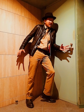 「NANO universe（ナノユニバース）のアイテム（ライダースジャケット）」を使った、TADANOBUASANO さん（メンズ・177cm）の春コーディネート