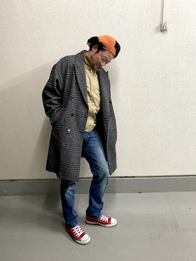 「アイテム（チェスターコート）」を使った、TADANOBUASANO さん（メンズ・177cm・40代）の春コーディネート