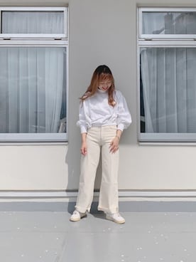 「オールホワイト」｜「アイテム（その他）」を使った、yuzuさん（レディース・158cm）の春コーディネート
