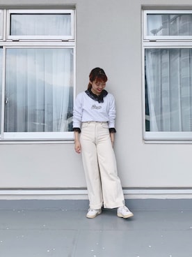 「オールホワイト」｜「アイテム（その他）」を使った、yuzuさん（レディース・158cm）の春コーディネート