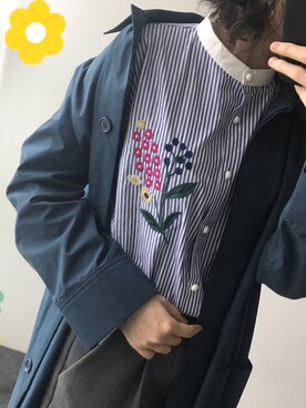 「COS（コス）のアイテム（ピーコート）」を使った、瘦茶さん（レディース・160cm）の春コーディネート