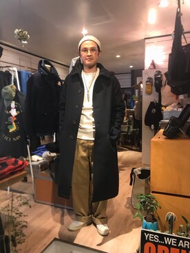 「EDIFICE（エディフィス）のアイテム（ニットキャップ/ビーニー）」を使った、michiさん（メンズ・173cm）の冬コーディネート