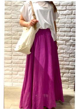 アバハウス 佐野プレミアムアウトレット店(MEN'S)｜natsuki使用「abahouse mavie（ecru コットンシフォンマキシスカート）」的時尚穿搭