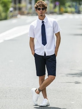 「ワッフル」｜「アイテム（チノパンツ）」を使った、admix_japanさん（メンズ・182cm）の夏コーディネート