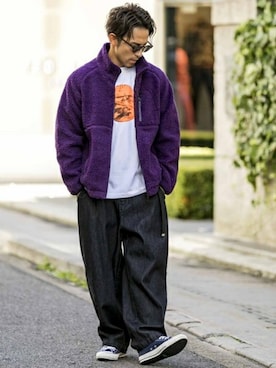 「アイテム（ブルゾン、パープル系）」を使った、admix_japanさん（メンズ・182cm）の秋コーディネート
