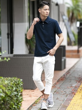 「ホワイトパンツ」｜admix_japanさん（メンズ・182cm）の夏コーディネート