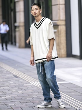 「アイテム（ベスト）」を使った、admix_japanさん（メンズ・182cm）の秋コーディネート